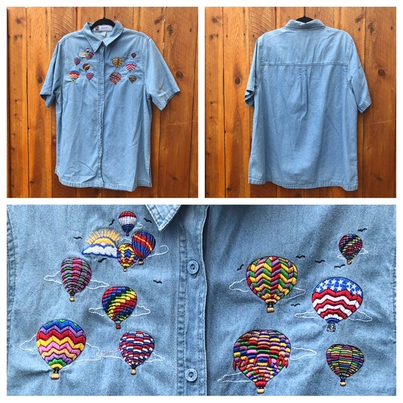 Albuquerque International Balloon Fiesta Embroidered Denim Button Shirt - Medium - Picture 1 of 15